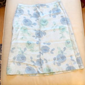 Hennes Collection light blue floral linen skirt
